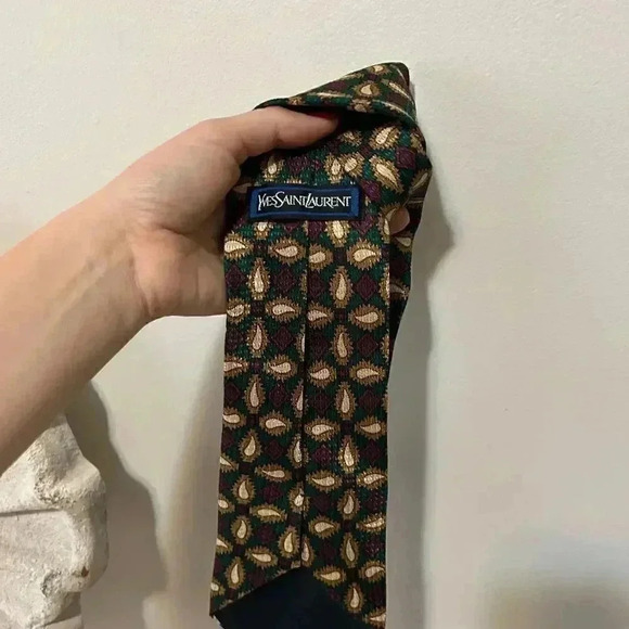 YSL  vintage printed silk tie - Picture 4 of 4